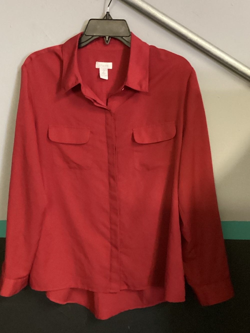 Chico's Deep Red Button-Front Blouse
